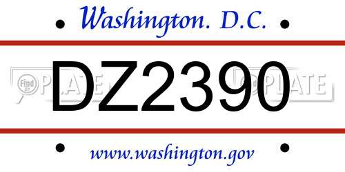 DZ2390 District Of Columbia License Plate