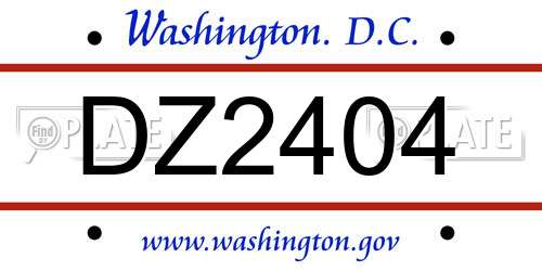 DZ2404 District Of Columbia License Plate