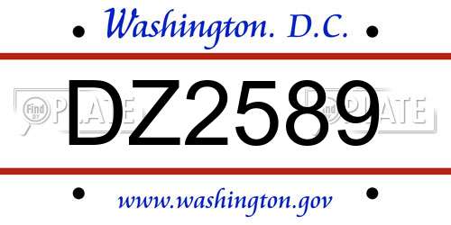 DZ2589 District Of Columbia License Plate