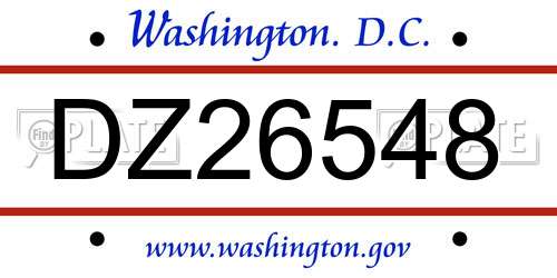 DZ26548 District Of Columbia License Plate