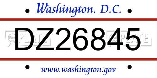 DZ26845 District Of Columbia License Plate