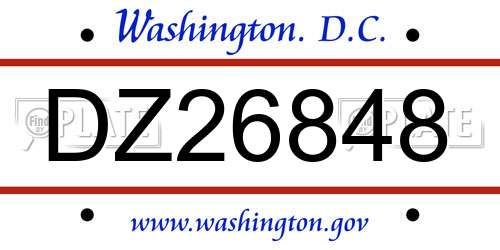 DZ26848 District Of Columbia License Plate