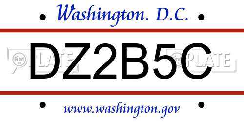 DZ2B5C District Of Columbia License Plate