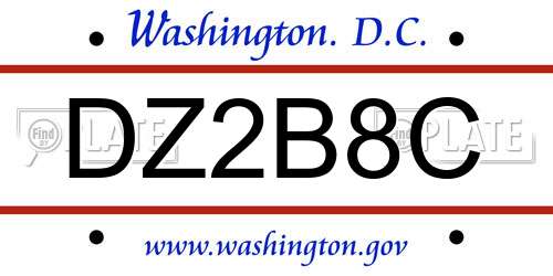 DZ2B8C District Of Columbia License Plate