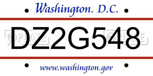 DZ2G548 District Of Columbia License Plate
