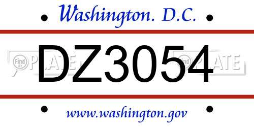 DZ3054 District Of Columbia License Plate
