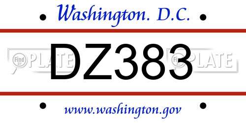 DZ383 District Of Columbia License Plate