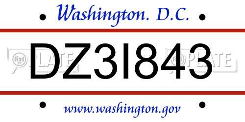 DZ3I843 District Of Columbia License Plate