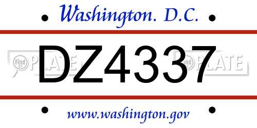DZ4337 District Of Columbia License Plate