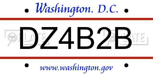 DZ4B2B District Of Columbia License Plate