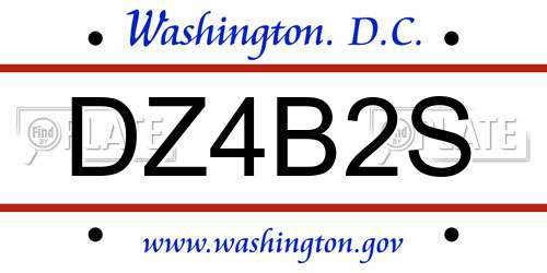DZ4B2S District Of Columbia License Plate