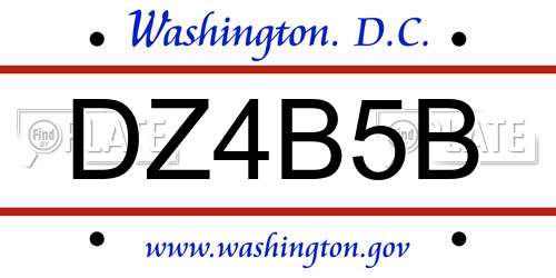 DZ4B5B District Of Columbia License Plate