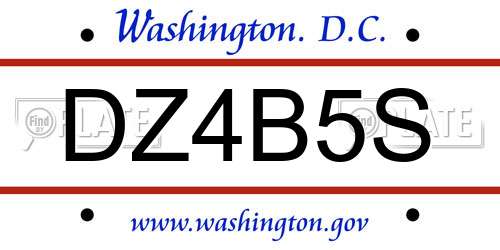 DZ4B5S District Of Columbia License Plate