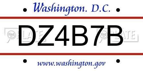 DZ4B7B District Of Columbia License Plate