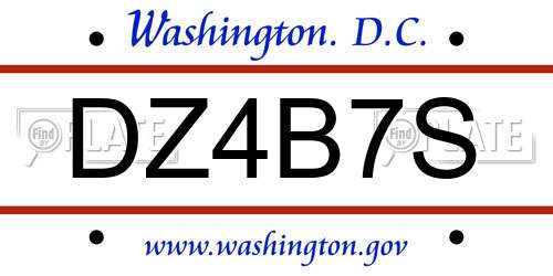 DZ4B7S District Of Columbia License Plate