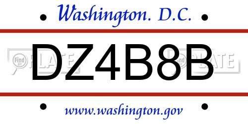 DZ4B8B District Of Columbia License Plate