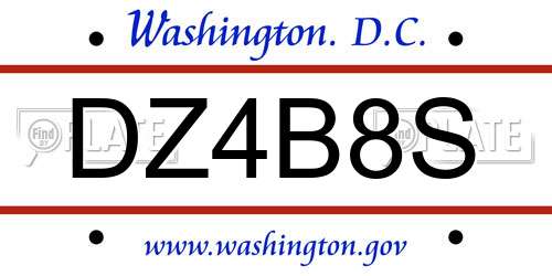 DZ4B8S District Of Columbia License Plate