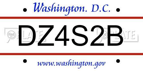 DZ4S2B District Of Columbia License Plate