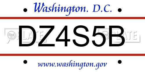 DZ4S5B District Of Columbia License Plate