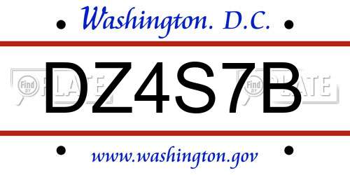 DZ4S7B District Of Columbia License Plate