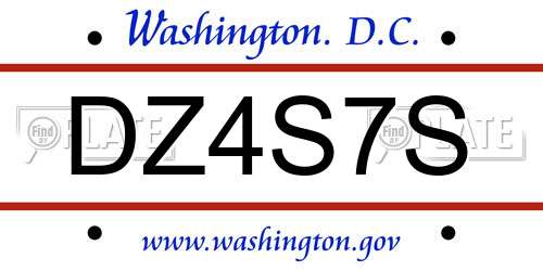 DZ4S7S District Of Columbia License Plate