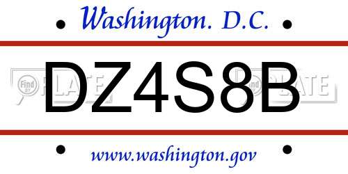 DZ4S8B District Of Columbia License Plate
