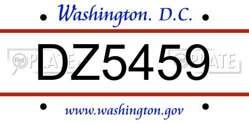 DZ5459 District Of Columbia License Plate