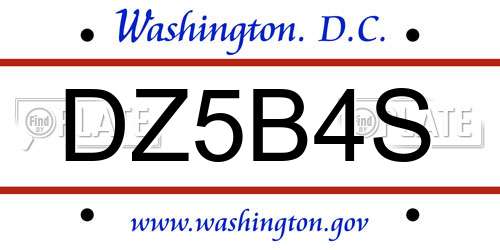 DZ5B4S District Of Columbia License Plate