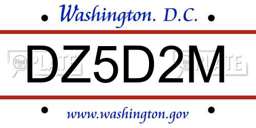 DZ5D2M District Of Columbia License Plate