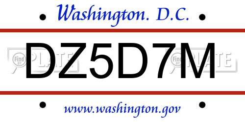 DZ5D7M District Of Columbia License Plate