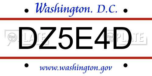 DZ5E4D District Of Columbia License Plate