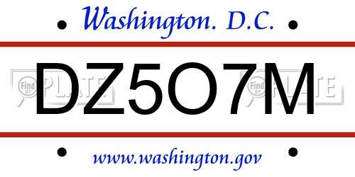 DZ5O7M District Of Columbia License Plate