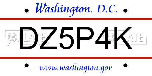 DZ5P4K District Of Columbia License Plate