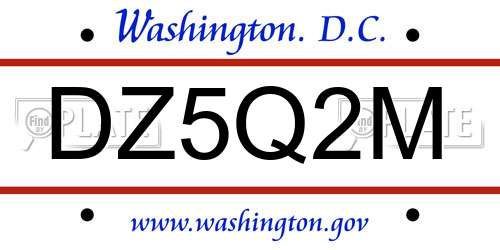 DZ5Q2M District Of Columbia License Plate