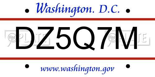 DZ5Q7M District Of Columbia License Plate
