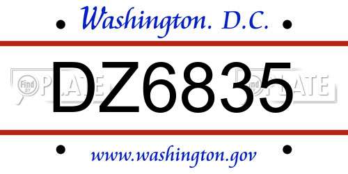 DZ6835 District Of Columbia License Plate