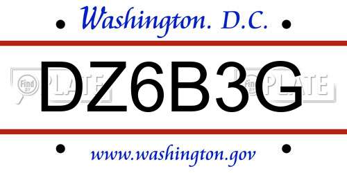 DZ6B3G District Of Columbia License Plate
