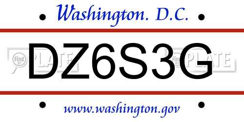 DZ6S3G District Of Columbia License Plate