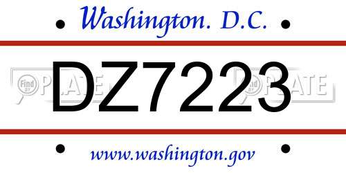 DZ7223 District Of Columbia License Plate