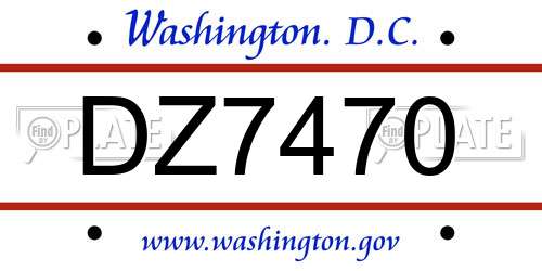 DZ7470 District Of Columbia License Plate