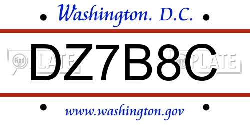 DZ7B8C District Of Columbia License Plate