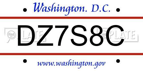 DZ7S8C District Of Columbia License Plate