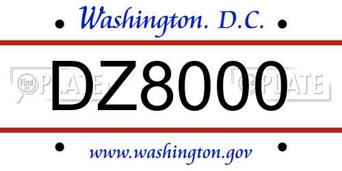 DZ8000 District Of Columbia License Plate