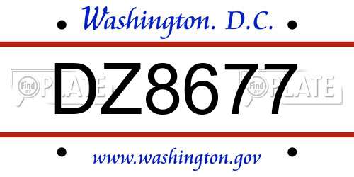 DZ8677 District Of Columbia License Plate
