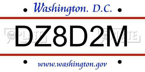 DZ8D2M District Of Columbia License Plate