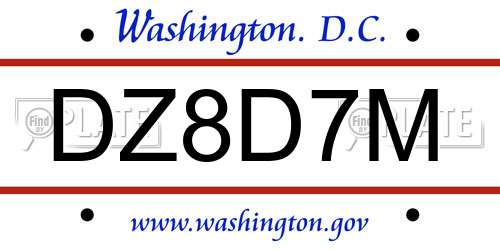 DZ8D7M District Of Columbia License Plate