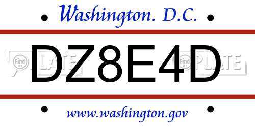 DZ8E4D District Of Columbia License Plate