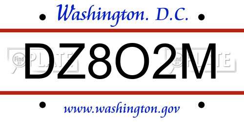 DZ8O2M District Of Columbia License Plate