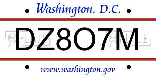 DZ8O7M District Of Columbia License Plate