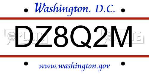 DZ8Q2M District Of Columbia License Plate